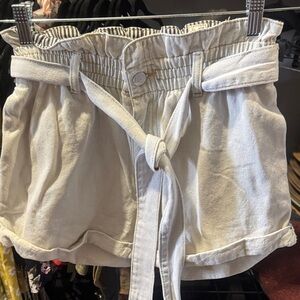 Wishlist Cream High Waist Belted Shorts